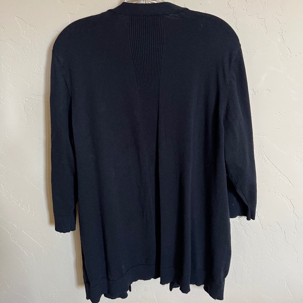 Karen Scott 3/4 Sleeve Black Open Cardigan - Size 1X - Picture 2 of 4
